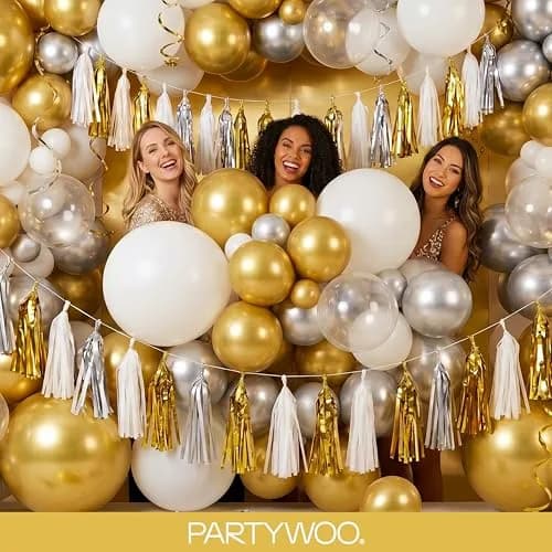 PartyWoo Gold Balloons 100pcs Assorted Sizes 5-18 Inch | Metallic Latex Party Decorations thumbnail 5