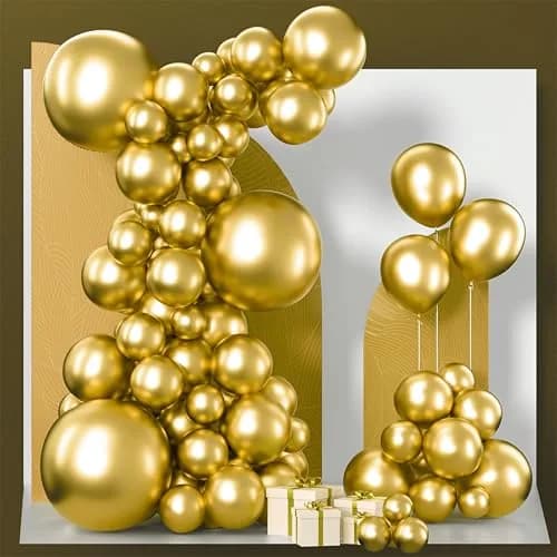 PartyWoo Gold Balloons 100pcs Assorted Sizes 5-18 Inch | Metallic Latex Party Decorations thumbnail 1