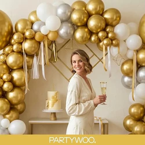 PartyWoo Gold Balloons 100pcs Assorted Sizes 5-18 Inch | Metallic Latex Party Decorations thumbnail 8