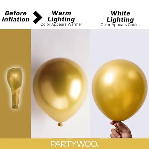 PartyWoo Gold Balloons 100pcs Assorted Sizes 5-18 Inch | Metallic Latex Party Decorations thumbnail 3
