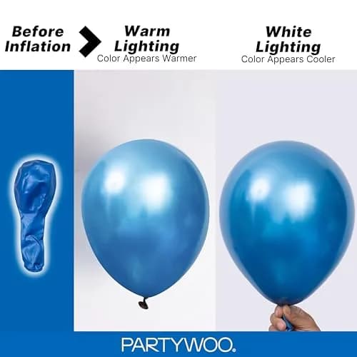 PartyWoo Metallic Blue Balloons 100pcs Chrome Blue Color Assorted Sizes | Thick Durable Latex for Parties thumbnail 3