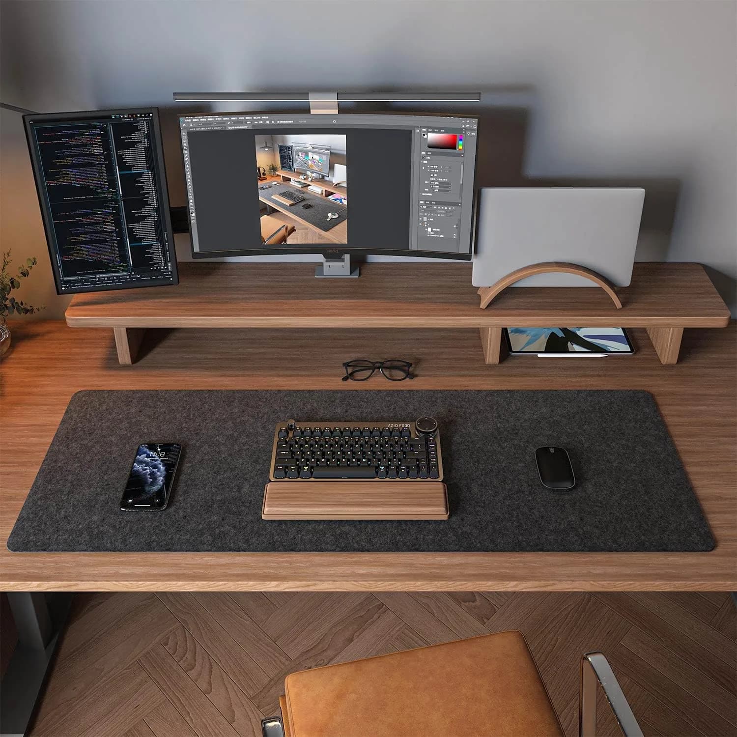 DAWNTREES Felt Desk Mat, Computer Mat for Desk, Dark Gray 91cm x 30cm (36x12Inches) | Non-Slip, Water Absorbing, Desk Protection - view 4
