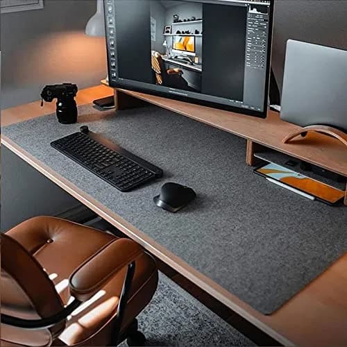 DAWNTREES Felt Desk Mat, Computer Mat for Desk, Dark Gray 91cm x 30cm (36x12Inches) | Non-Slip, Water Absorbing, Desk Protection thumbnail 8