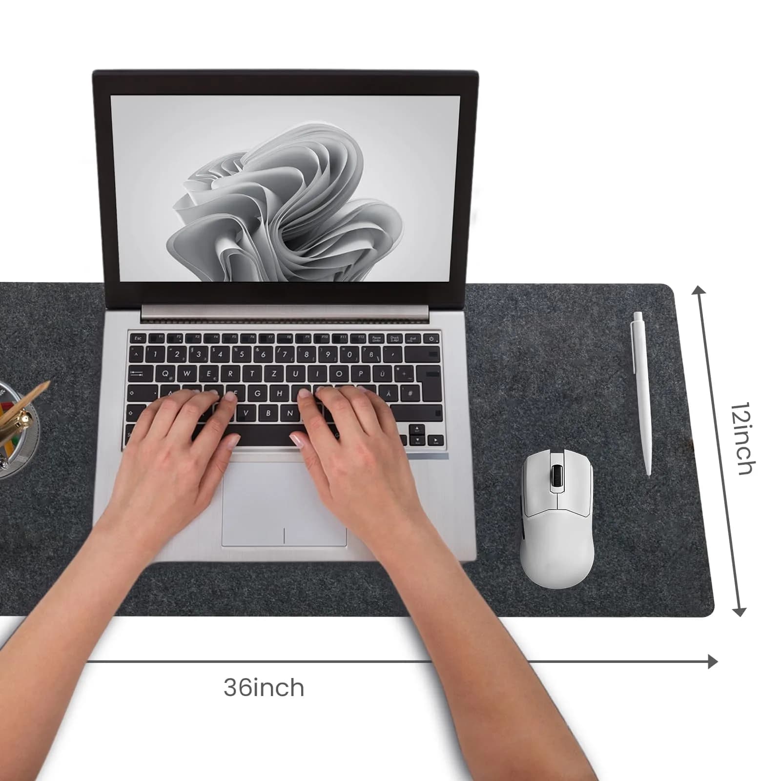 DAWNTREES Felt Desk Mat, Computer Mat for Desk, Dark Gray 91cm x 30cm (36x12Inches) | Non-Slip, Water Absorbing, Desk Protection - view 2