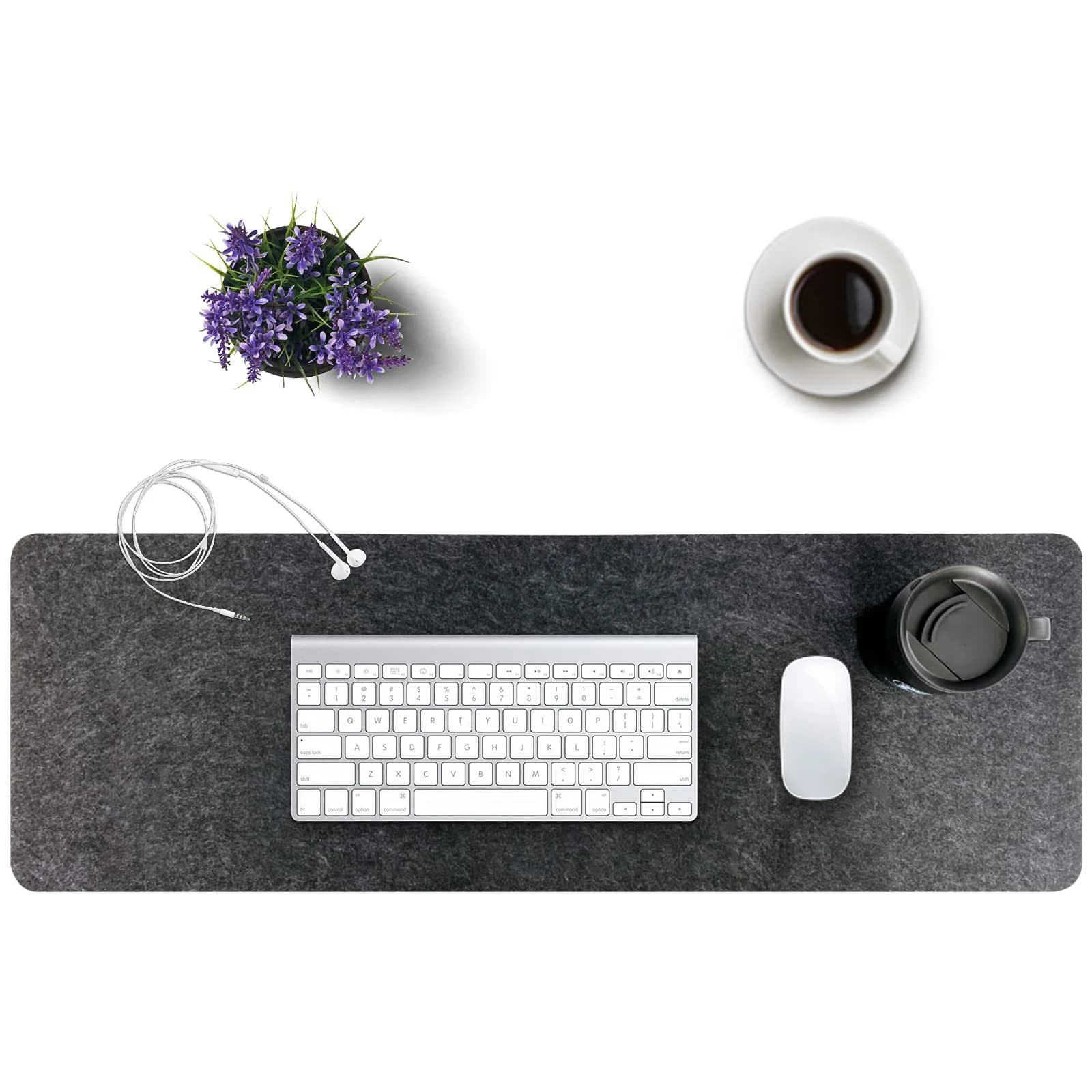 DAWNTREES Felt Desk Mat, Computer Mat for Desk, Dark Gray 91cm x 30cm (36x12Inches) | Non-Slip, Water Absorbing, Desk Protection - view 3