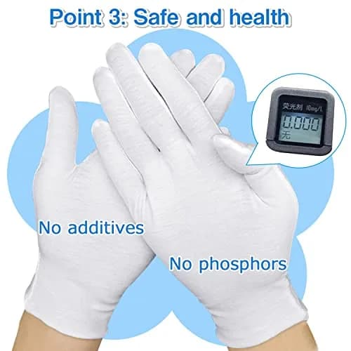 PANGTIKU Moisturizing White Cotton Gloves for Dry Hands | Reusable, Soft & Stretchable (24 pcs) thumbnail 4