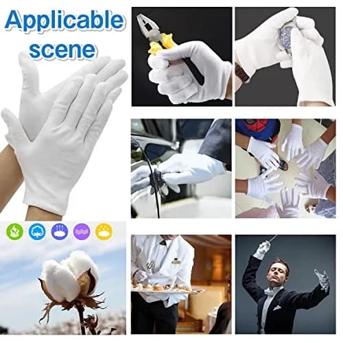 PANGTIKU Moisturizing White Cotton Gloves for Dry Hands | Reusable, Soft & Stretchable (24 pcs) thumbnail 7