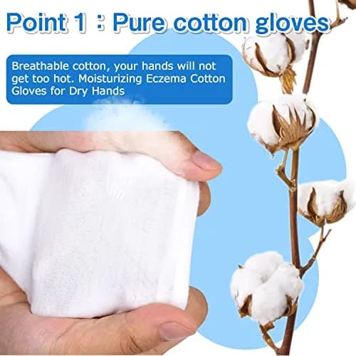 PANGTIKU Moisturizing White Cotton Gloves for Dry Hands | Reusable, Soft & Stretchable (24 pcs) thumbnail 2