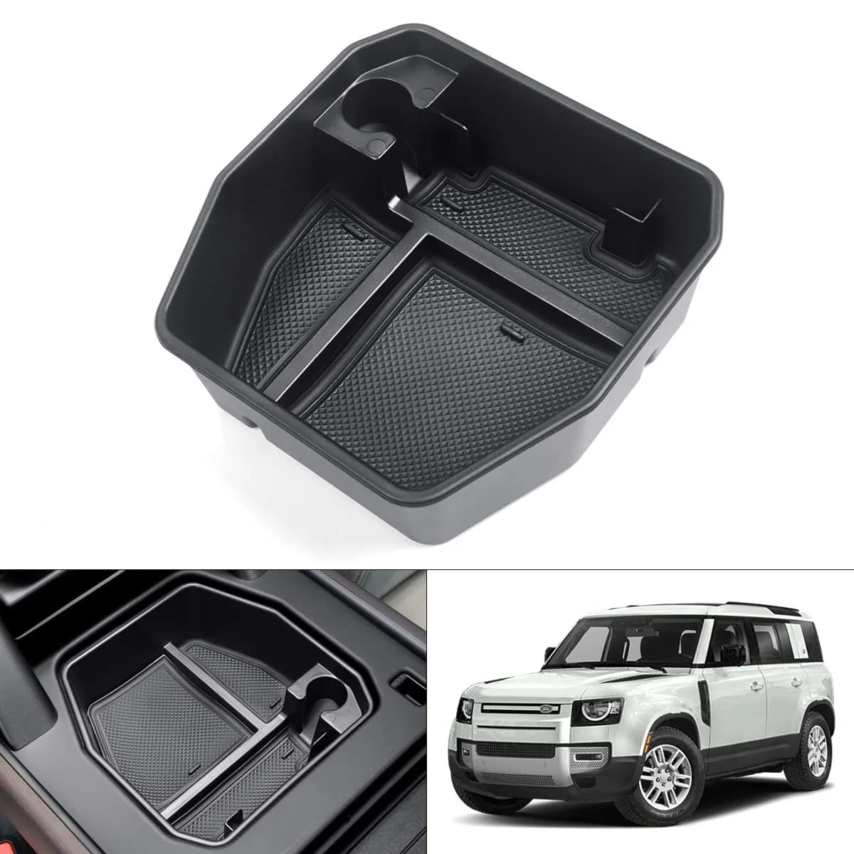 Karltys Door Side Storage Box for Land Rover Defender 90 110 130 2020-2024 2PCS | Grab Handle Pocket Tray — black