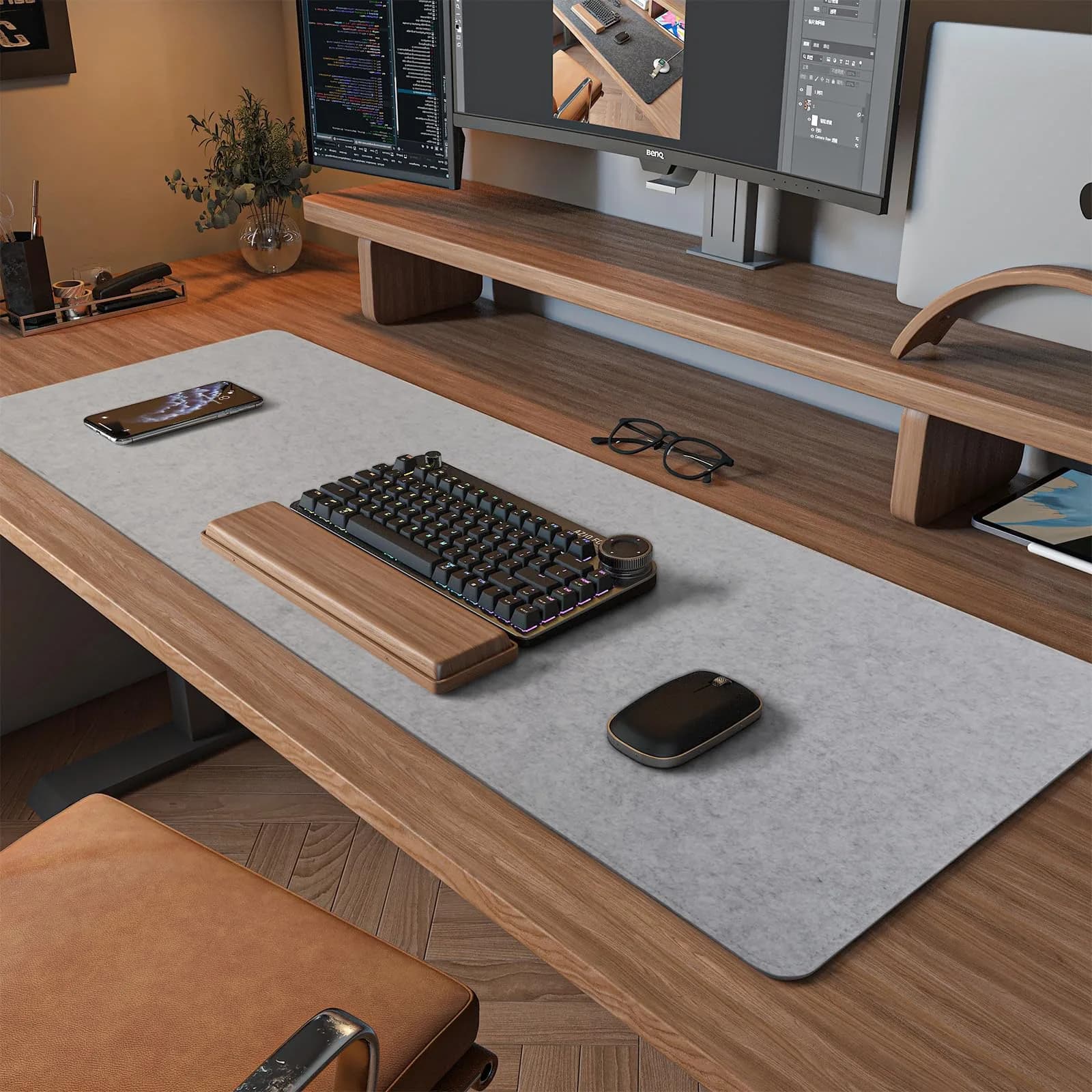 DAWNTREES Felt Desk Pad Large Mouse Pad and Keyboard Mat 90cm (36" x 12") | Protects Desks from Scratches and Spills - main product image