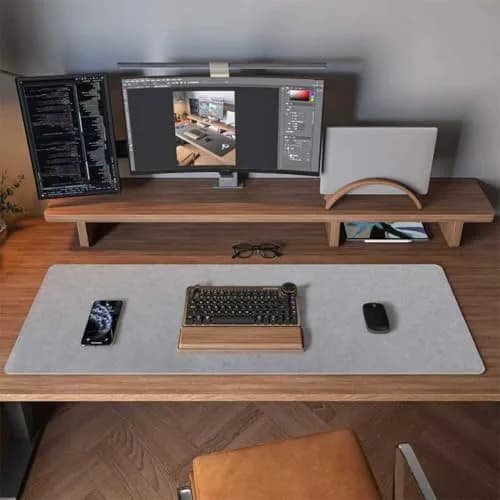 DAWNTREES Felt Desk Pad Large Mouse Pad and Keyboard Mat 90cm (36" x 12") | Protects Desks from Scratches and Spills thumbnail 3