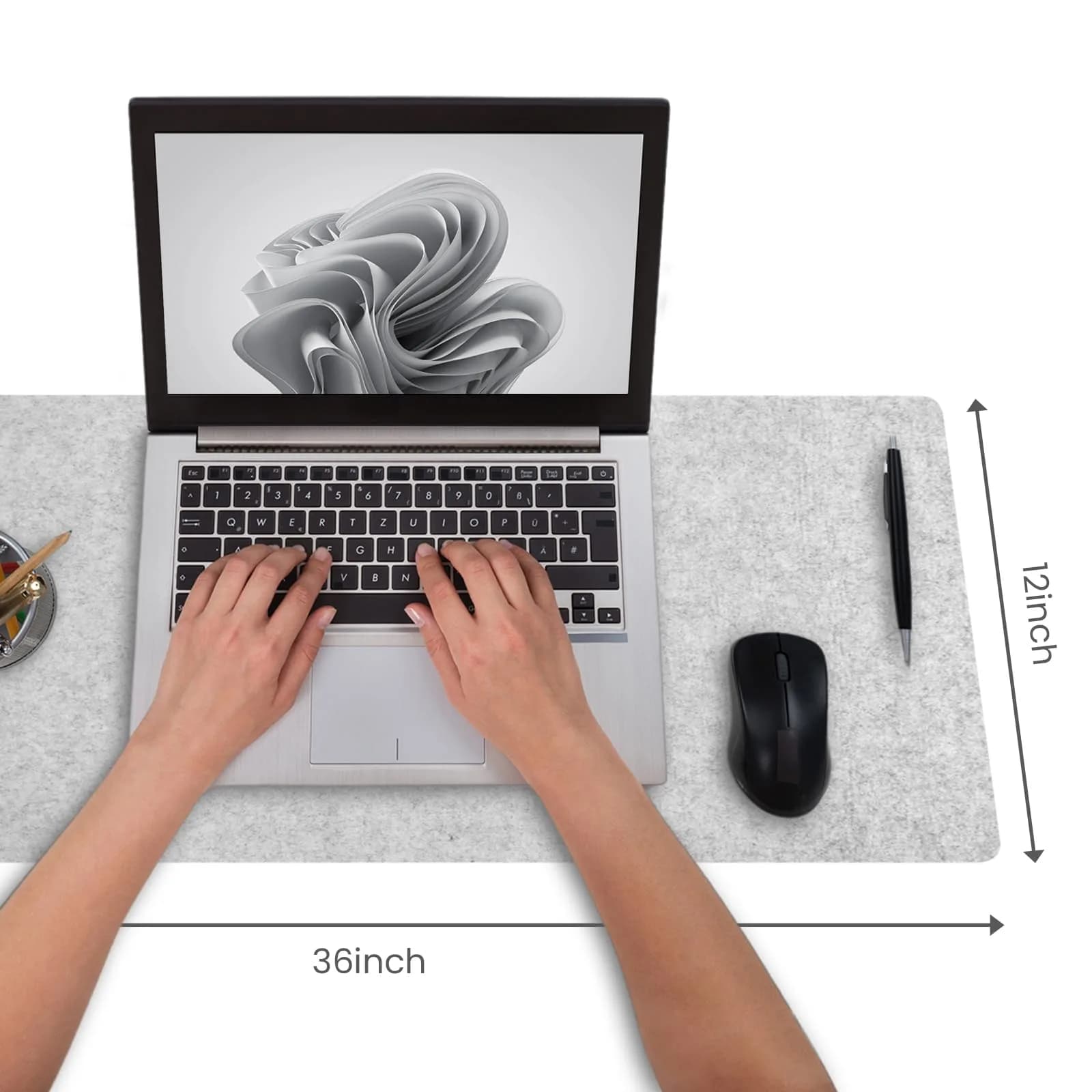 DAWNTREES Felt Desk Pad Large Mouse Pad and Keyboard Mat 90cm (36" x 12") | Protects Desks from Scratches and Spills - view 4
