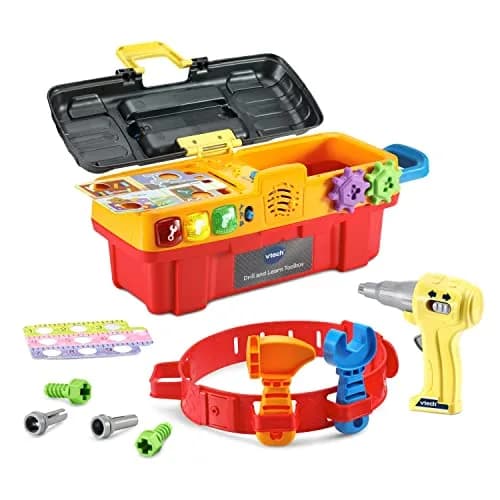 VTech Drill and Learn Toolbox Pro with Working Drill and Tools, 13.2" x 4.9" x 5.6" | Electronic Learning Toy for Ages 2-5 thumbnail 1