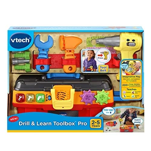 VTech Drill and Learn Toolbox Pro with Working Drill and Tools, 13.2" x 4.9" x 5.6" | Electronic Learning Toy for Ages 2-5 thumbnail 7