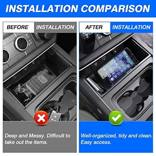 Karltys Center Console Organizer Tray for Land Rover Defender Accessories 90 110 130 2020-2025 2026 | Durable ABS Middle Console Storage Box with Non-Slip Mat thumbnail 3