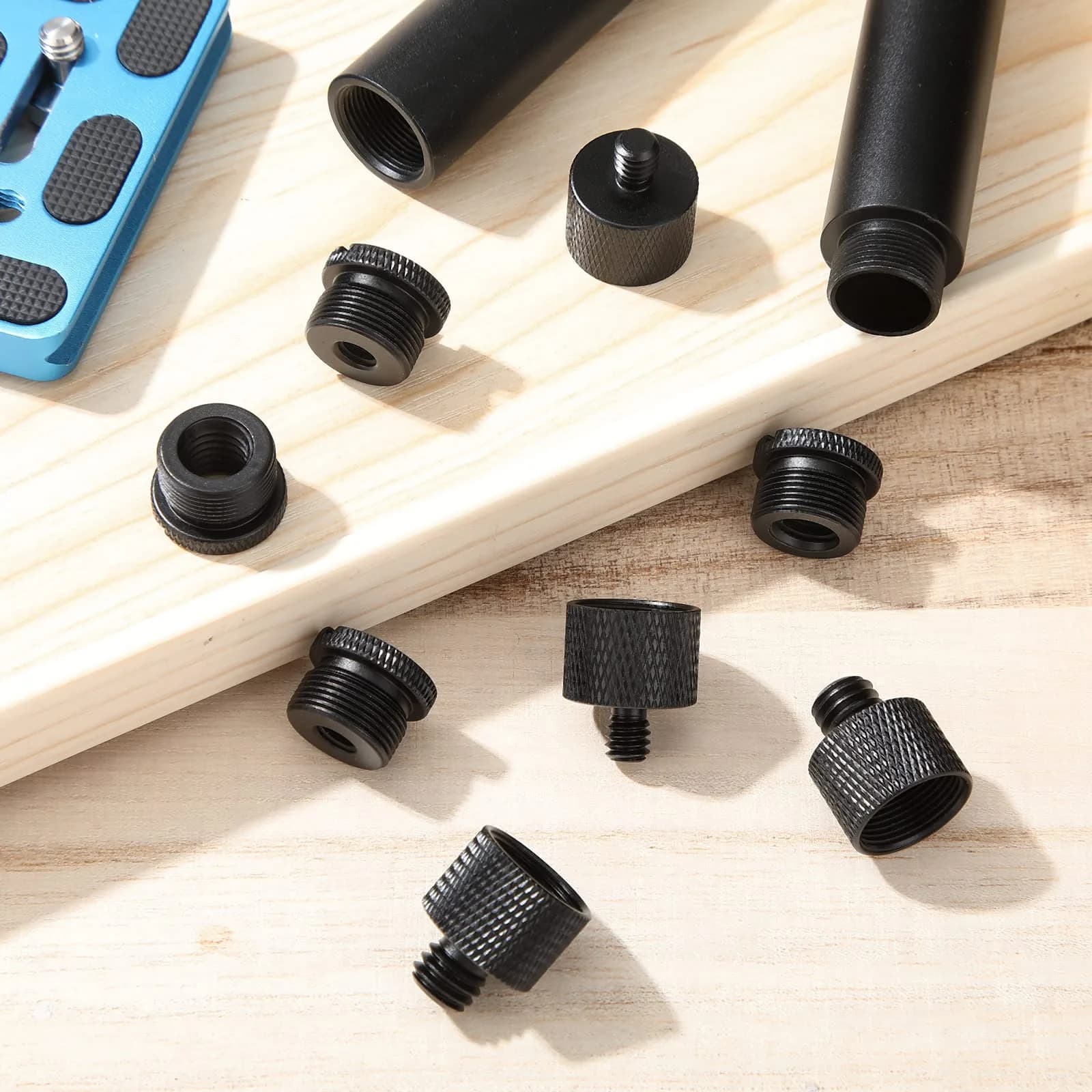 Moxweyeni Black 8 Pcs Mic Stand Adapter Set | 5/8" to 3/8" & 1/4" Thread Converters - view 3