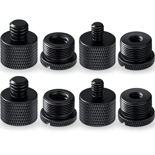 Moxweyeni 8 Pcs Mic Stand Adapter Set | 5/8" to 3/8" & 1/4" Thread Converters — Black