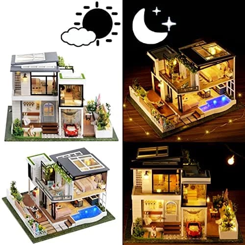 Spilay DIY Miniature House Kit for Adults | Miniature Dollhouse Craft with Lighting & Accessories thumbnail 3