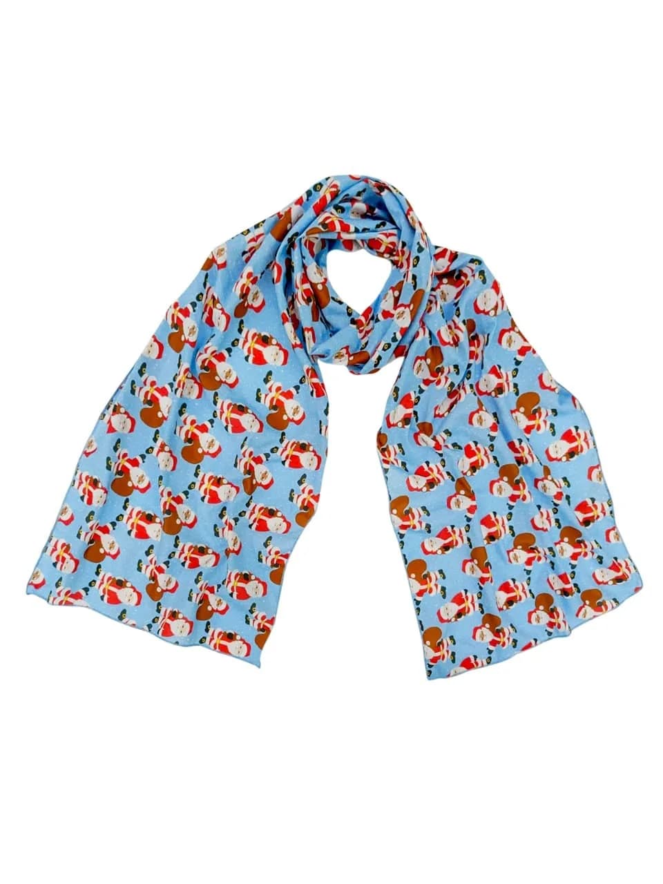 DUPATTA BAZAAR Women's Blue Printed Satin Christmas Holiday Scarf 35cm (14in) x 152cm (60in) | Festive Accessory - view 7