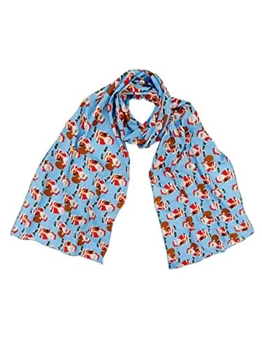 DUPATTA BAZAAR Women's Blue Printed Satin Christmas Holiday Scarf 35cm (14in) x 152cm (60in) | Festive Accessory thumbnail 7