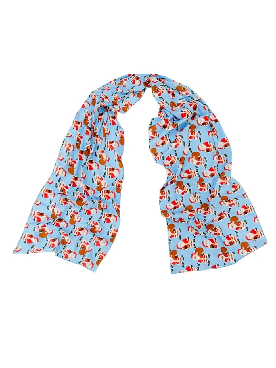 DUPATTA BAZAAR Women's Blue Printed Satin Christmas Holiday Scarf 35cm (14in) x 152cm (60in) | Festive Accessory - view 8