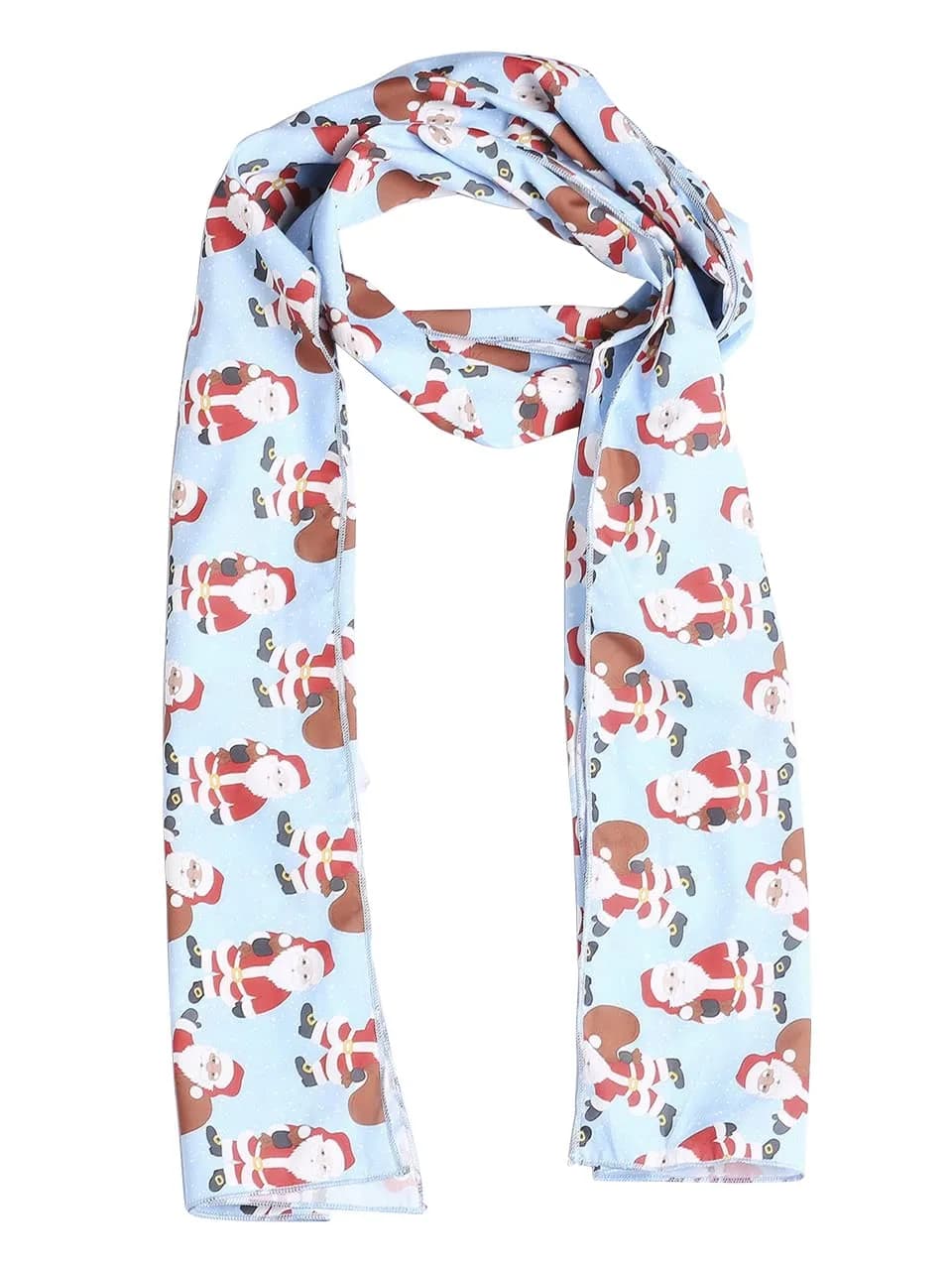 DUPATTA BAZAAR Women's Blue Printed Satin Christmas Holiday Scarf 35cm (14in) x 152cm (60in) | Festive Accessory - view 9