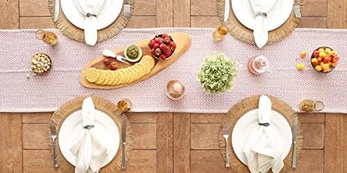 DII Woven Basic Tabletop Collection Chevron Table Runner, 15x72, Pale Mauve | Casual & Durable Cotton thumbnail 5