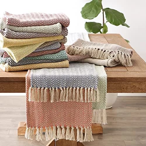DII Woven Basic Tabletop Collection Chevron Table Runner, 15x72, Pale Mauve | Casual & Durable Cotton thumbnail 6