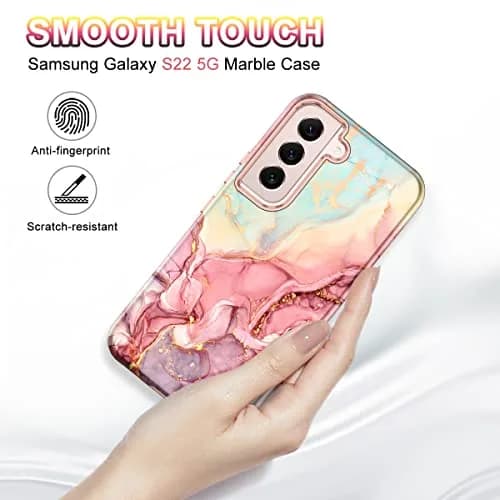 Btscase Rose Gold Marble Pattern Case for Samsung Galaxy S22 5G 6.1 Inch | Triple-Layer Shockproof Protection thumbnail 6