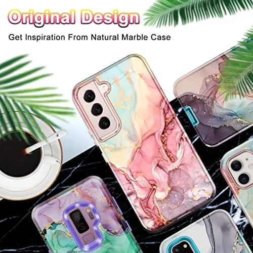 Btscase Rose Gold Marble Pattern Case for Samsung Galaxy S22 5G 6.1 Inch | Triple-Layer Shockproof Protection thumbnail 7