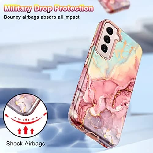 Btscase Rose Gold Marble Pattern Case for Samsung Galaxy S22 5G 6.1 Inch | Triple-Layer Shockproof Protection thumbnail 4