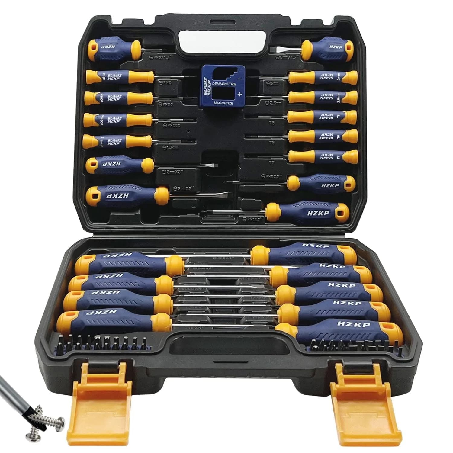 SUNHZ MCKP Magnetic Screwdriver Set 66-Piece | S2 Alloy Steel, Impact-Resistant, Ergonomic Handle — Blue, Yellow