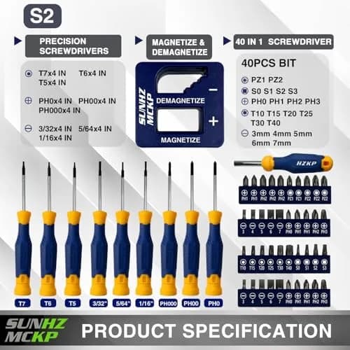 SUNHZ MCKP Magnetic Screwdriver Set 66-Piece | S2 Alloy Steel, Impact-Resistant, Ergonomic Handle thumbnail 2
