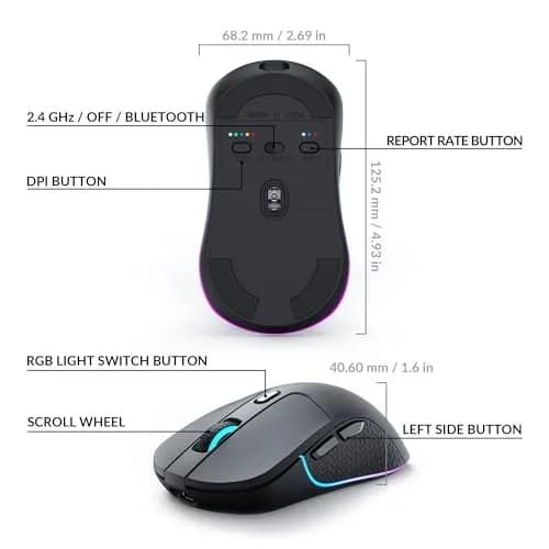 Keychron M3 Wireless Mouse, PAW3395 Sensor 26000 DPI | Ergonomic, Lightweight 79g, 2.4 GHz/Bluetooth 5.1 thumbnail 6