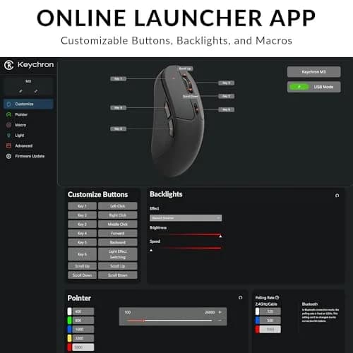 Keychron M3 Wireless Mouse, PAW3395 Sensor 26000 DPI | Ergonomic, Lightweight 79g, 2.4 GHz/Bluetooth 5.1 thumbnail 3