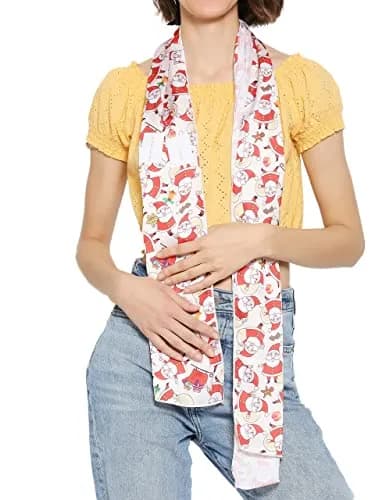 DUPATTA BAZAAR Women's Printed Multicolor Satin Christmas Holiday Scarf 35cm (14") x 152cm (60") | Festive Accessory thumbnail 5