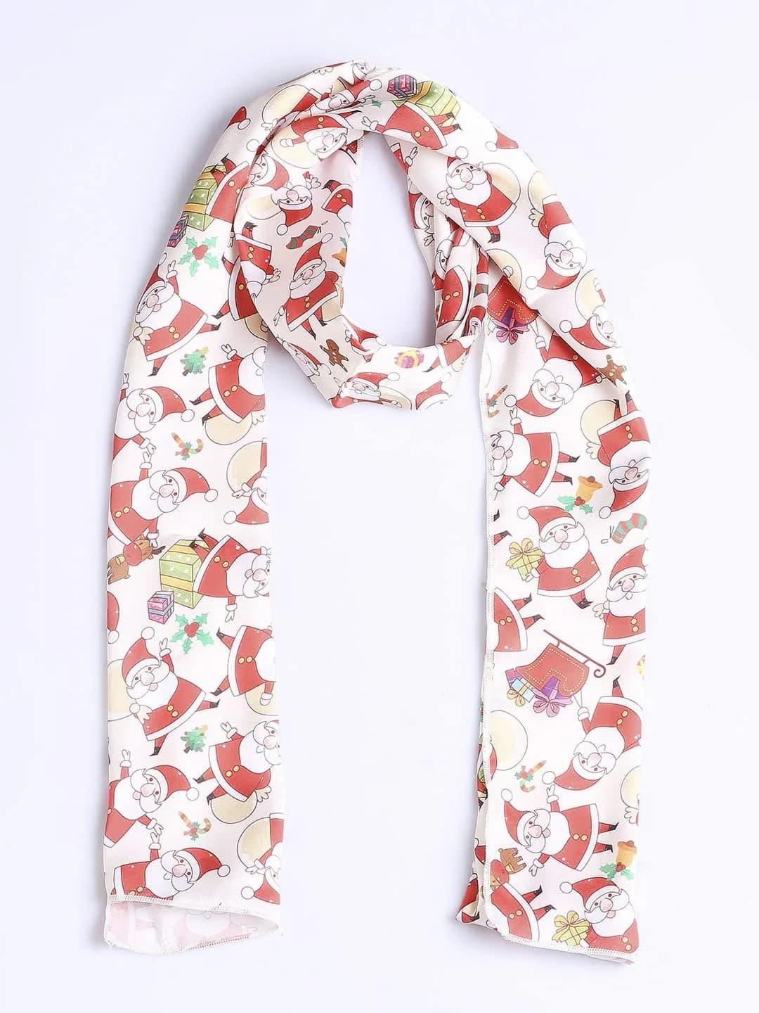 DUPATTA BAZAAR Women's Printed Multicolor Satin Christmas Holiday Scarf 35cm (14") x 152cm (60") | Festive Accessory - view 7