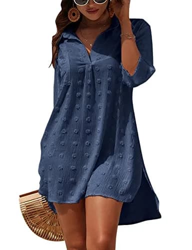 Blooming Jelly Womens Swimsuit Coverups White Chiffon Bathing Suit Cover Up | Casual Summer Beachwear thumbnail 1