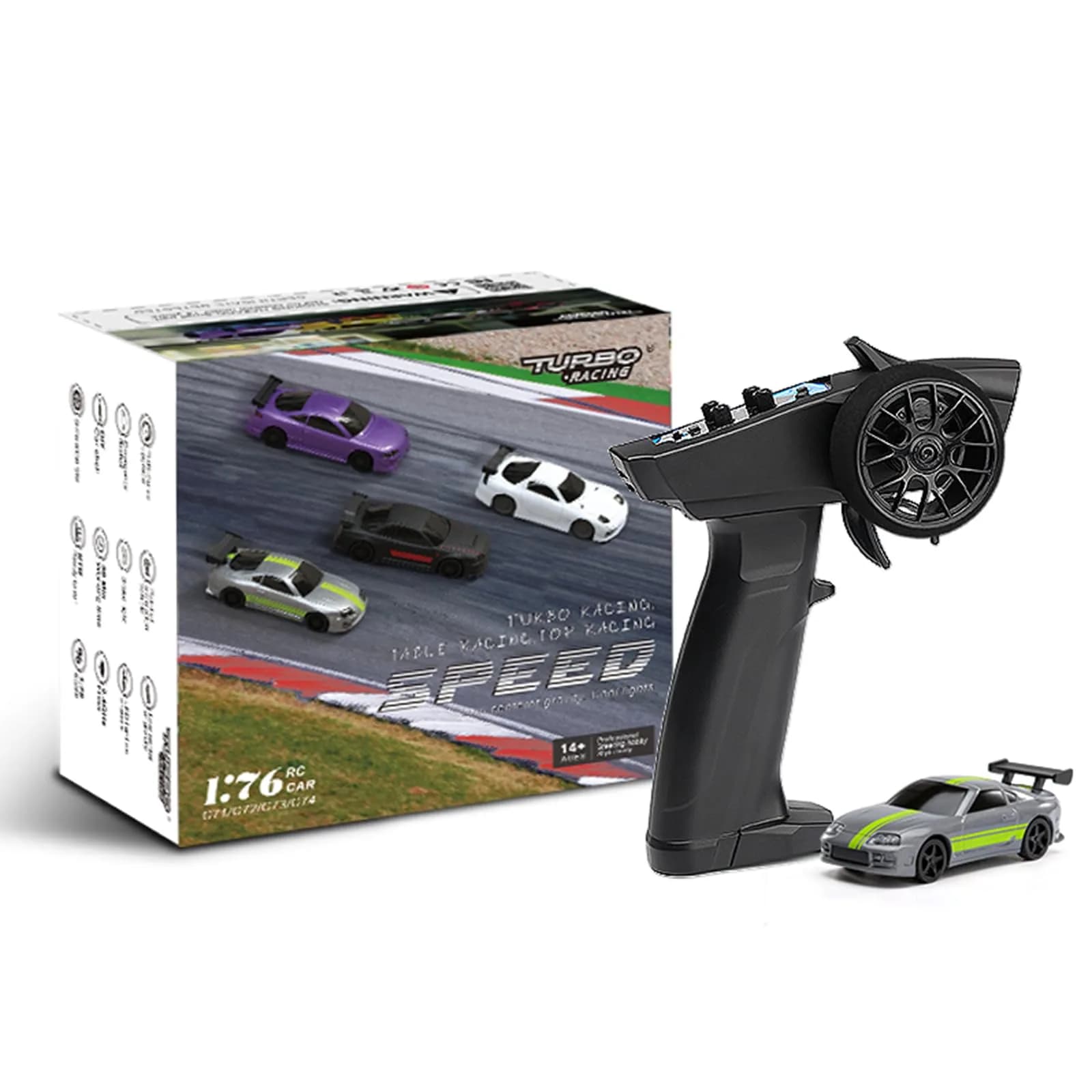 havcybin 1:76 Turbo Racing Scale RC Sport Car | Mini Model with Proportional RTR Kit (C71white) — C73grey