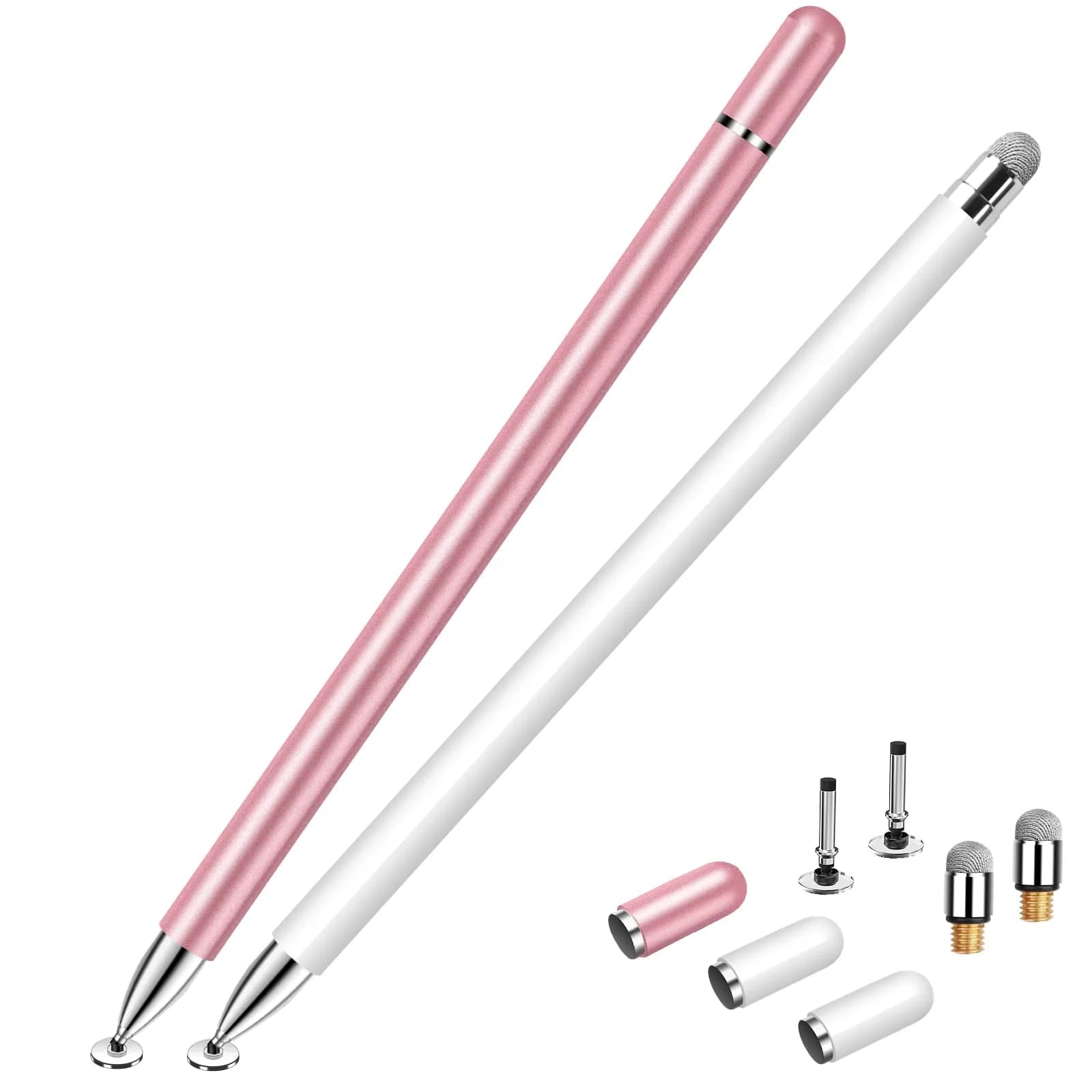 STYLUSHOME Magnetic Stylus Pen for iPad, iPhone & Android Touch Screens | Precise, Elegant Aluminum Design — White/Rose Gold