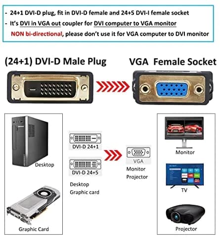 DTECH DVI-D to VGA Adapter 1080p | 2.5 cm (1 in) Connector thumbnail 5