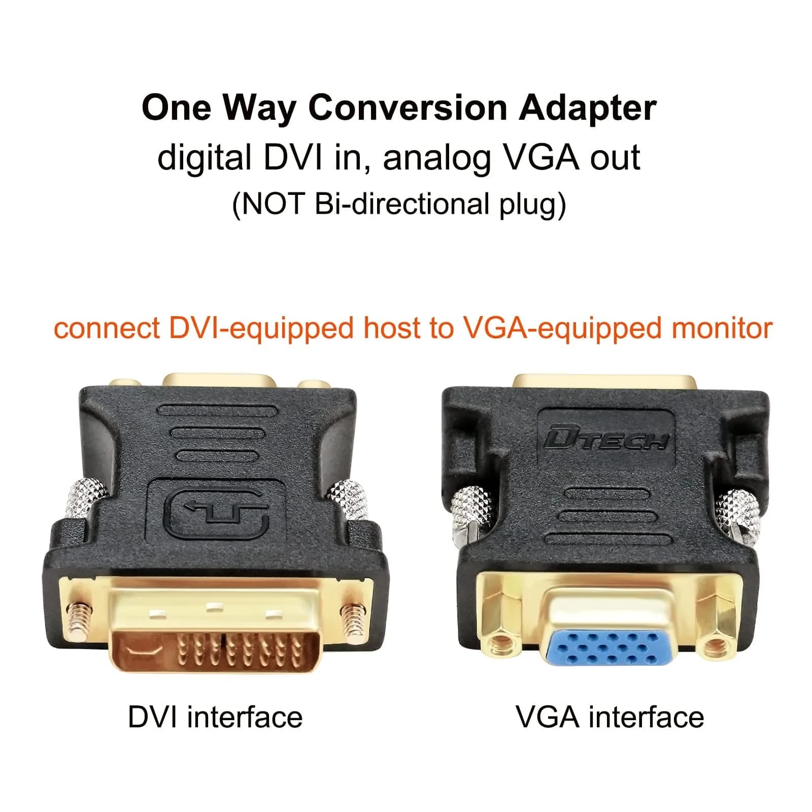 DTECH DVI-D to VGA Adapter 1080p | 2.5 cm (1 in) Connector - view 3
