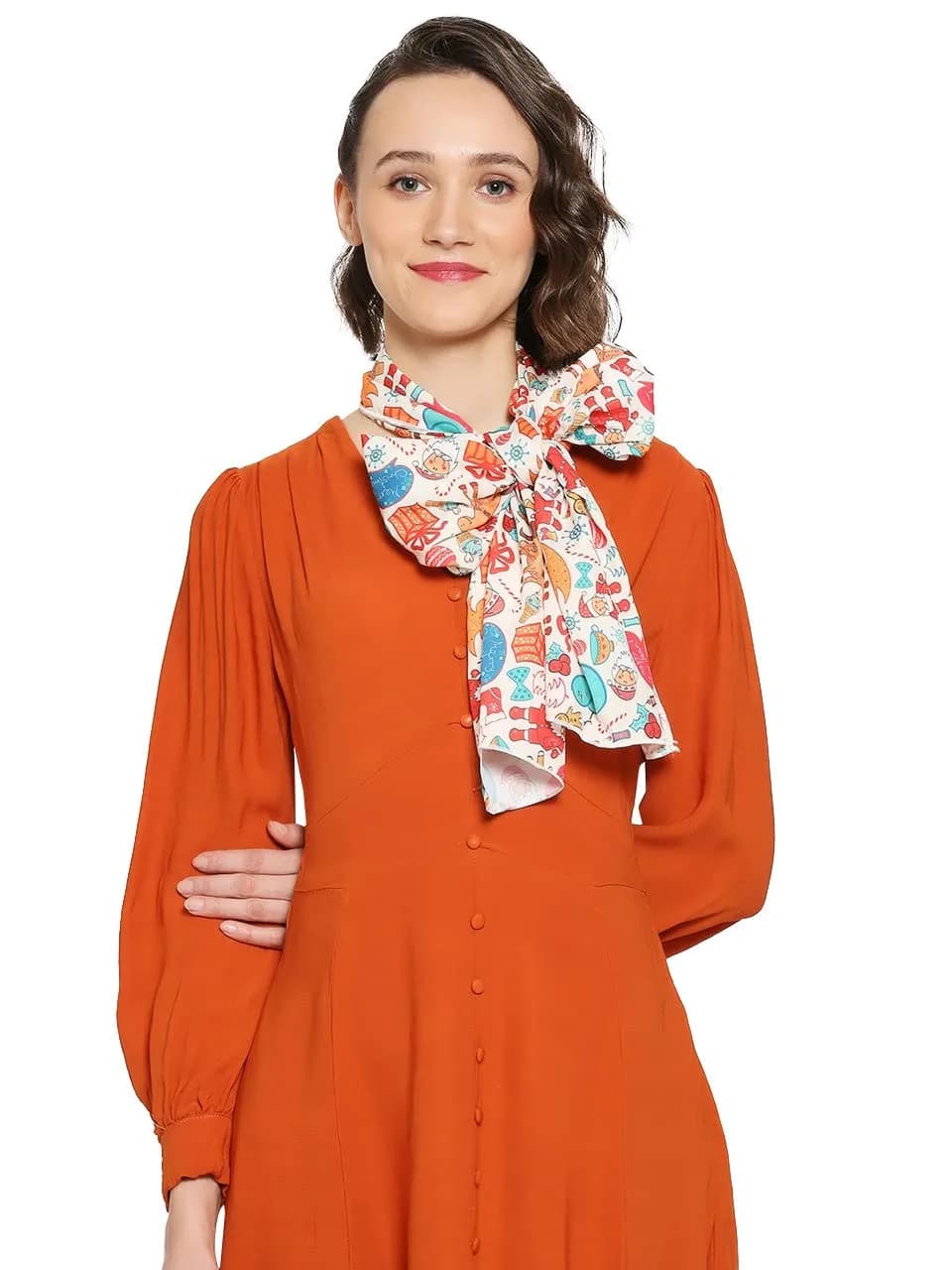 DUPATTA BAZAAR Women's Printed Satin Christmas Holiday Scarf 35cm (14in) x 152cm (60in) | Festive Accessory - main product image