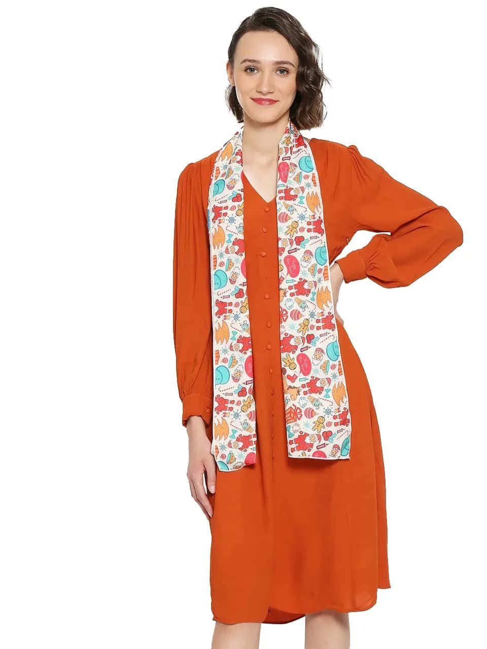 DUPATTA BAZAAR Women's Printed Satin Christmas Holiday Scarf 35cm (14in) x 152cm (60in) | Festive Accessory - view 5