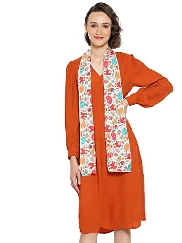 DUPATTA BAZAAR Women's Printed Satin Christmas Holiday Scarf 35cm (14in) x 152cm (60in) | Festive Accessory thumbnail 5