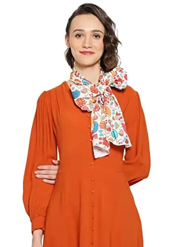 DUPATTA BAZAAR Women's Printed Satin Christmas Holiday Scarf 35cm (14in) x 152cm (60in) | Festive Accessory thumbnail 1