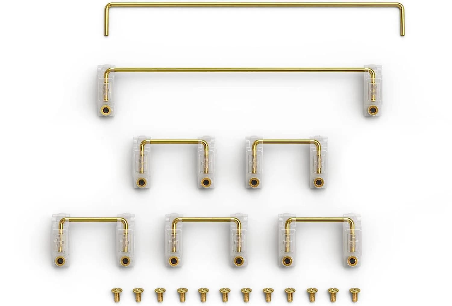 Glorious Keyboard Stabilizer GSV2 Kit with Gold Wire & Premium Polymer | PCB Mount Screw-in Stabilizers for Mechanical Keyboards (7-Piece Set) — Gold