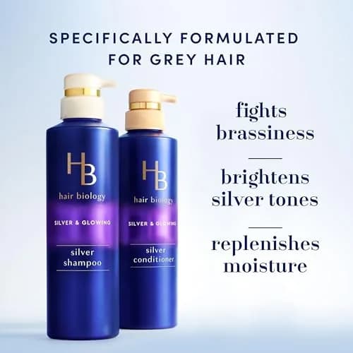 Hair Biology Biotin-Infused Purple Shampoo & Conditioner Set for Grey Hair | Anti-Brassiness, Moisturizing, Color-Safe, Silver & Glowing, 12.8 Fl Oz Each, 2 Pack thumbnail 3