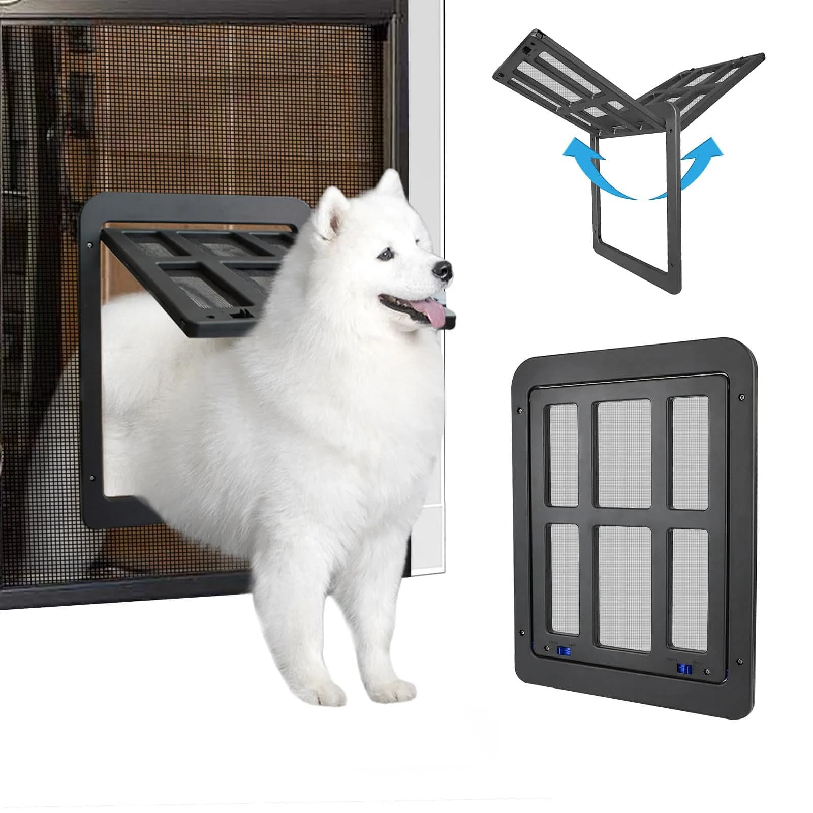 NAMSAN Small Cat Screen Door with Magnetic Flap & Lock - 8.25x10.4 Inch Flap, Black | Secure Pet Access for Screen Doors — 11.2 x 14.4 Inch (Black)