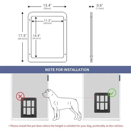 NAMSAN Dog Screen Door 11.2 x 14.4 inches | Large Pet Door for Sliding Doors with Magnetic Self-Closing (70-120c) thumbnail 3